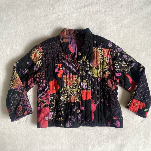 American Vintage Jackets & Blazers - Vintage 90s floral print quilted patchwork jacket women’s XL